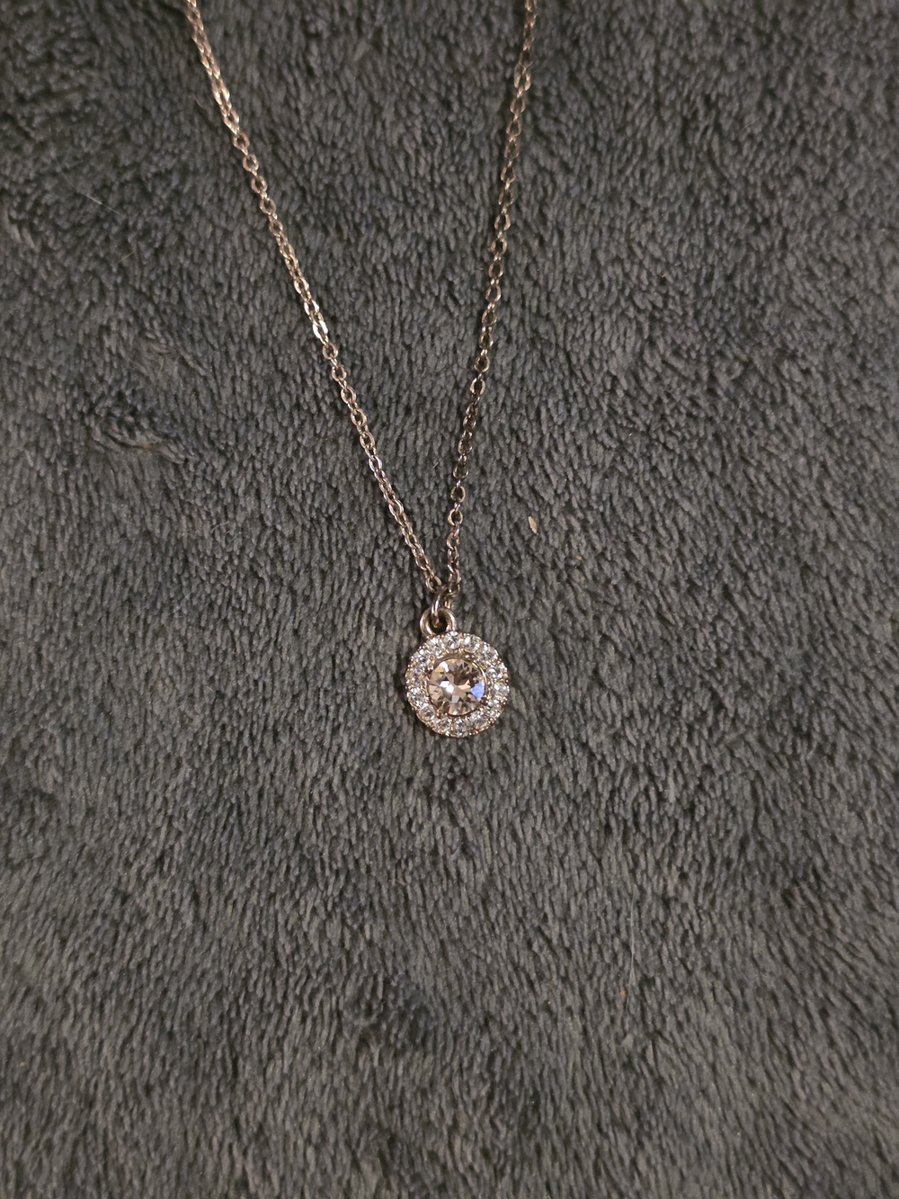 Sparkling Rose Gold Halo Pendant Necklace - Women Jewelry